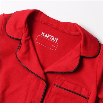 Пижама детская новогодняя (рубашка, брюки) KAFTAN Classic line, размер 36 (134-140 см), однотонная, красная