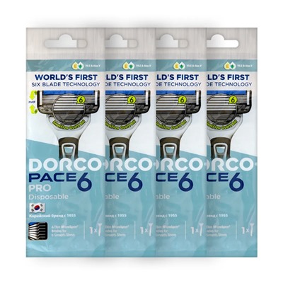 Станок для бритья с несъемной головкой DORCO PACE-6 PRO (4 шт.), SXE 100-4P