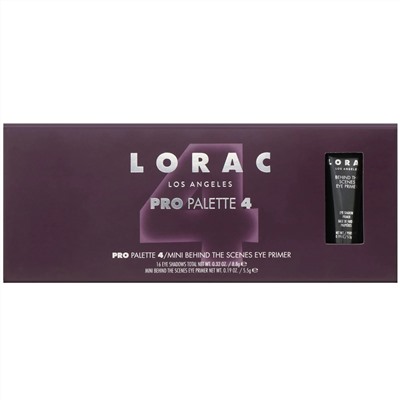 Lorac, Палитра теней для век Pro Palette 4 с основой под тени Mini Behind The Scenes, 14,3 г (0,51 унции)