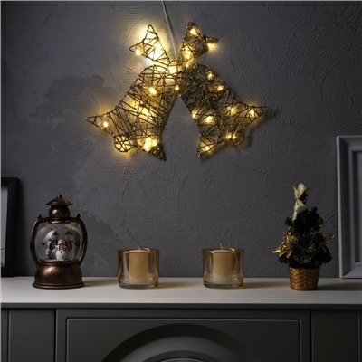 Светодиодная фигура «Колокольчики» 42.5×30 см, металл, от батареек ААх3, свечение тёплое белое