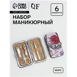 Набор маникюрный «Пейзаж», 6 предметов, в футляре, МИКС