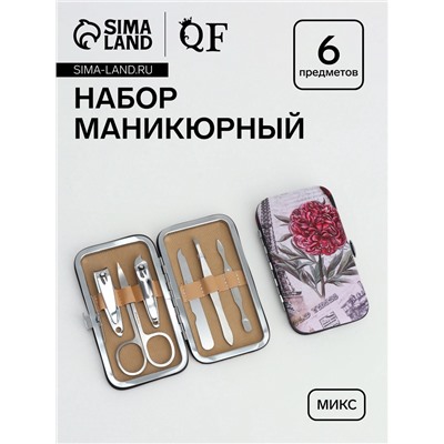 Набор маникюрный «Пейзаж», 6 предметов, в футляре, МИКС