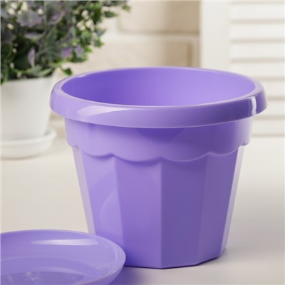 Горшок для цветов с поддоном Доляна «Эрика», 1.8 л, цвет сиреневый