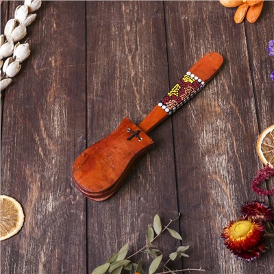 Сувенирный музыкальный инструмент «Кастаньет с узором», 4×5×23 см, дерево