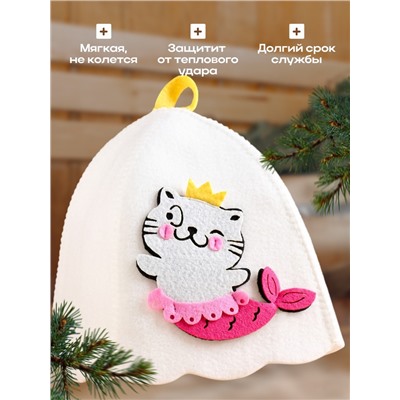 Шапка для бани и сауны «Ариэль», полиэстер, детская, белая