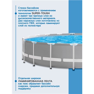 УЦЕНКА Бассейн каркасный INTEX Prism Frame 26756NP, 610×132 см, фильтр-насос, лестница, тент, подстилка, круглый
