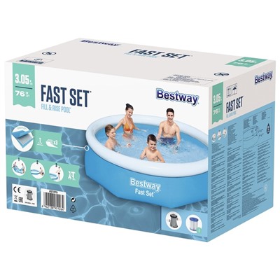 Бассейн надувной Bestway Fast Set, 305×76 см, фильтр-насос, от 6 лет, 57270