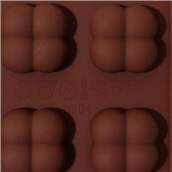 Форма для конфет и шоколада Доляна «Креоль», силикон, 21×10.5×2.5 см, 15 ячеек, коричневая