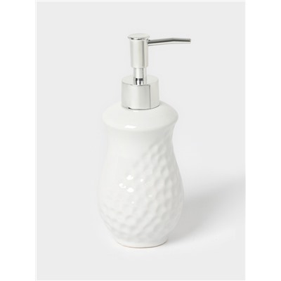 Аксессуары для ванной Доляна «Рельеф», 4 предмета, дозатор 340 мл, мыльница, 2 стакана 300 мл, белые