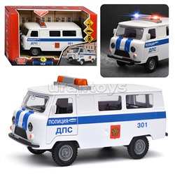 Машина пластик свет-звук UAZ 452 полиция, 18 см, двери, багажник