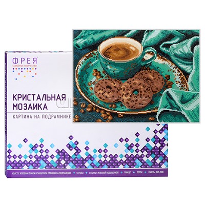 Кристальная (алмазная) мозаика на подрамнике "Кофе-тайм" 40х30