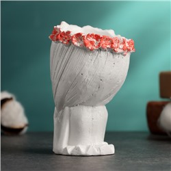 Декоративное кашпо для цветов «Девушка с косой», 80 мл, 11×8×8 см, гипс, белое