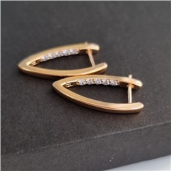 Серьги галочки коллекция "Xuping" покрытие позолота, вставка: фианиты, цвет: прозрачный, Х000445190, арт.001.846