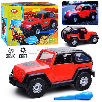 Конструктор "Внедорожник" с отверткой (свет,звук) в коробке