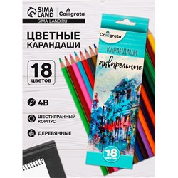 Карандаши Calligrata, цветные, акварельные, 18 цветов