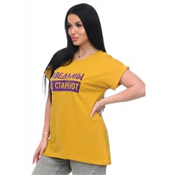 Футболка хлопок с отворотами и надписью "Ведьмы не стареют". Арт. 720