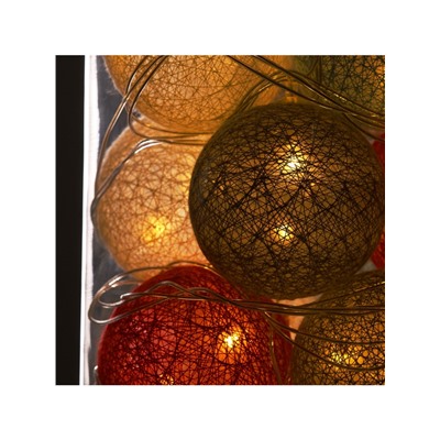 Гирлянда «Нить» 5 м с насадками «Клубки красно-голубые», IP20, прозрачная нить, 20 LED, свечение тёплое белое, 220 В