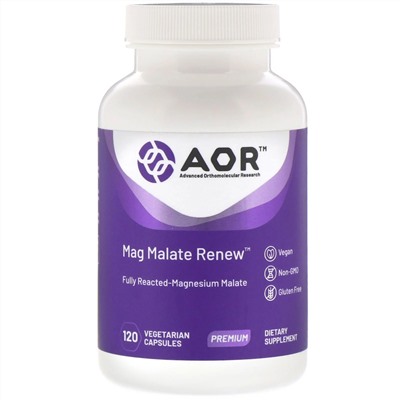 Advanced Orthomolecular Research AOR, Mag Malate Renew, 120 растительных капсул