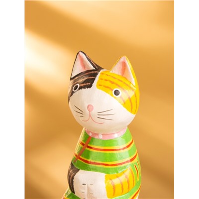 Сувенир «Кошка сидящая», 6×6×15 см, дерево, жёлтый