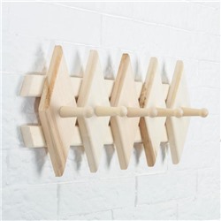 Вешалка для бани и сауны «Ромбик», липа, 45×18×9 см, 5 крючков, «Добропаровъ»