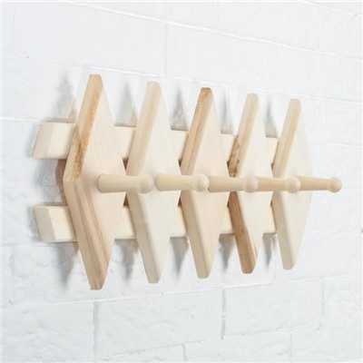 Вешалка для бани и сауны «Ромбик», липа, 45×18×9 см, 5 крючков, «Добропаровъ»