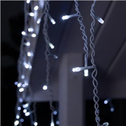 Гирлянда «Бахрома» 4 × 0.6 м, IP44, белая нить, 180 LED, свечение белое, мерцание белым, 220 В