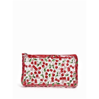 Косметичка женская Cherry lady, для бассейна, на молнии, прозрачная, красная