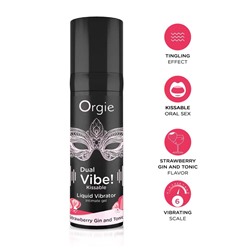 Съедобный жидкий вибратор Dual Vibe! со вкусом клубничного джина с тоником - 15 мл.