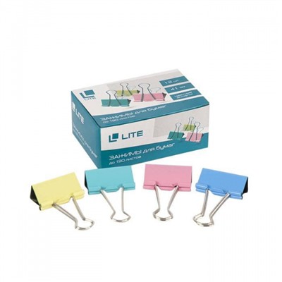 Зажим для бумаг 41 мм пастельные тона ассорти Z41L-12C LITE