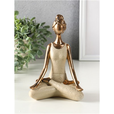 Фигура полистоун «Девушка на йоге - дыхание», под бронзу, 8×13×19 см