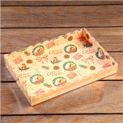 Коробочка подарочная новогодняя для печенья «Веночки», 22×15×3 см