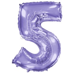 Шар (40''/102 см) Цифра, 5, Сиреневый, 1 шт. в уп.