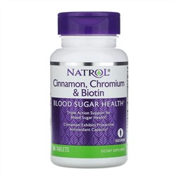 Natrol, Корица, хром и биотин, 60 таблеток