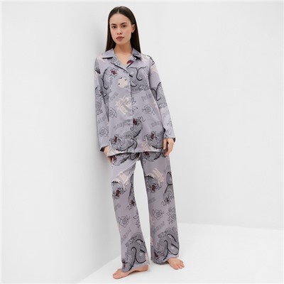 Пижама женская (рубашка, брюки) KAFTAN «Дракон», размер 48-50, серая