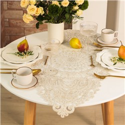 Дорожка на стол Этель ажурная, бежевая 40×90 см, 100%п/э