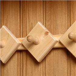 Полка - вешалка для бани и сауны, хвоя, 72.5×21 см, 5 крючков, «Добропаровъ»