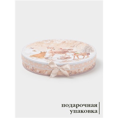 Набор тарелок новогодних «Лесное чудо», 2 шт., d=25.5 см, керамика, подарочная упаковка, бежевый