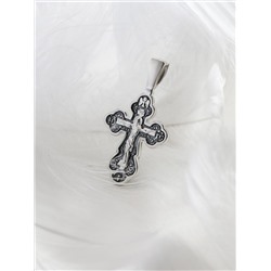 Крест православный из чернёного серебра - Спаси и сохрани 3,2 см 925 пробы 3-553чч