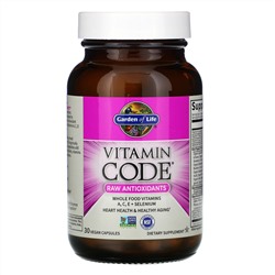 Garden of Life, Vitamin Code, RAW Antioxidants, 30 веганских капсул
