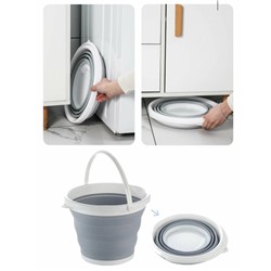 Ведро силиконовое, складное, круглое, 10л, серое