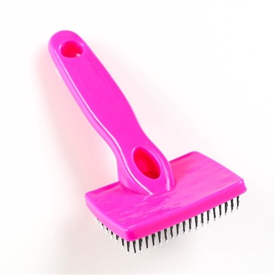 Пуходёрка малая, 6×13.5 см, мягкая, с закруглёнными зубьями, пластик, розовая