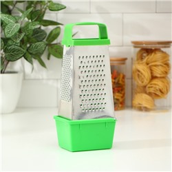 Тёрка с контейнером КВАРЦ «Комфорт», 4 грани, 450 мл, 11×8.5×27 см, металл, МИКС