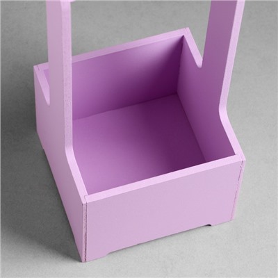 Подарочный ящик, 13.5×13.5×30 см, деревянный, с ручкой, сиреневый