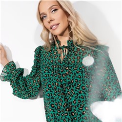 Платье с анималистичным принтом, Тонкий комплимент (green)