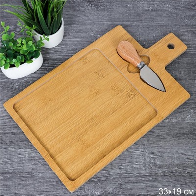 Доска разделочная и нож для сыра 19х33 см / WE-600 /уп 48/ дерево