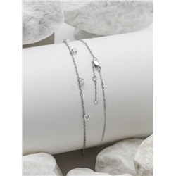 Браслет на ногу из серебра с фианитами родированный 561015_001