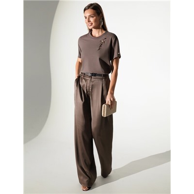 Нарядная футболка с принтом фольгой из премиального хлопка с эластаном