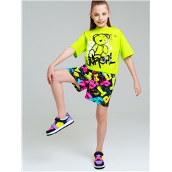 Комплект трикотажный для девочек: фуфайка (футболка), шорты