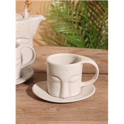 Набор для чаепития «Белый глаз», чайник, 2 чайные пары, керамика