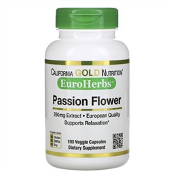 California Gold Nutrition, EuroHerbs, «Пассифлора», 250 мг, 180 растительных капсул